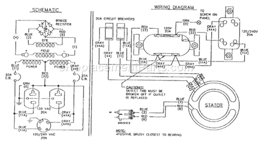 Page B Diagram and Parts List for 0416-0  Briggs and Stratton Generator
